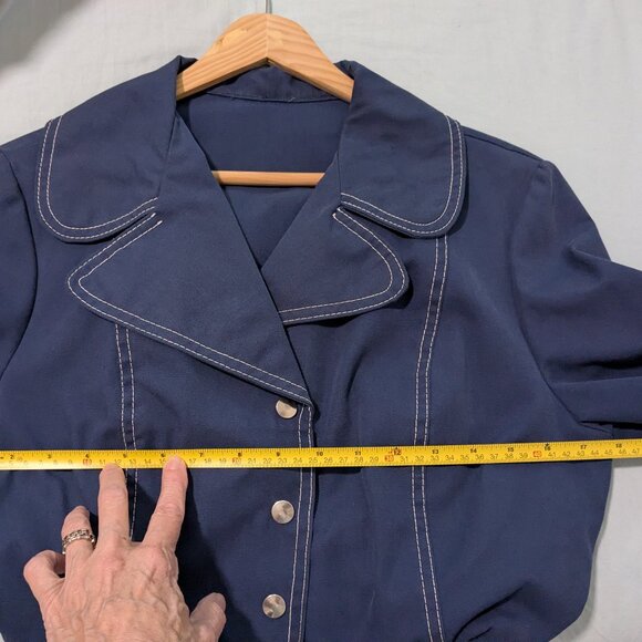 60s/70s Contrast Stitch Belted Car Coat - Picture 4 of 12